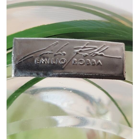 Emilo Robba Glass Orchid Tea Lite Candle Holder Green Floral - Picture 5 of 12